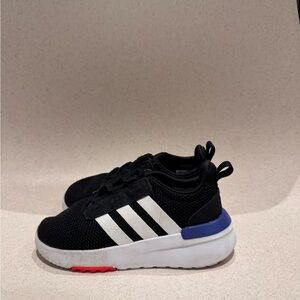 Adidas Kids Black Sneakers with White Stripes